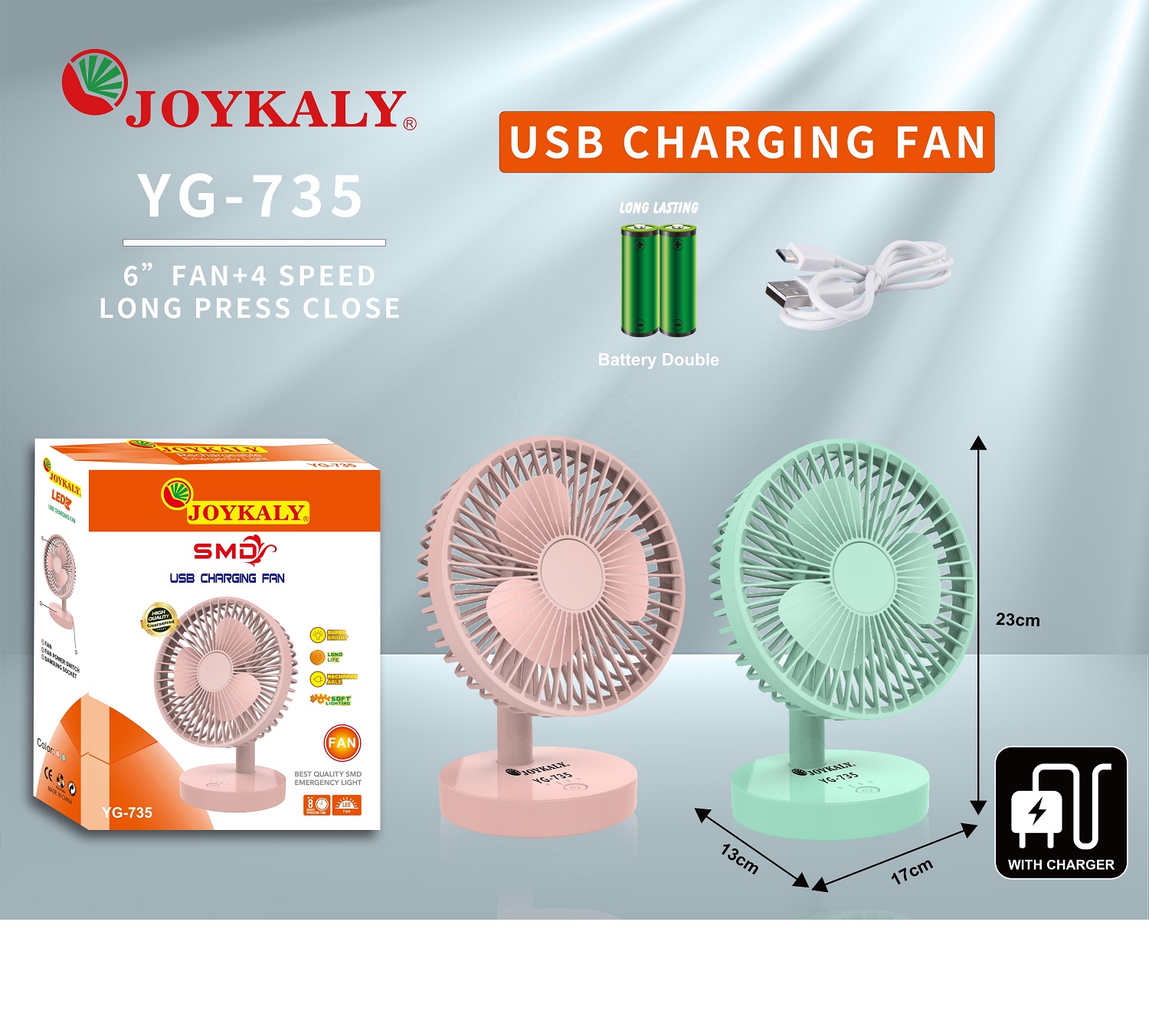 Joykaly YG-735 Rechargeable Portable Desk Fan | ShopTrip Joykaly YG-735 Rechargeable Portable Desk Fan - Image 3