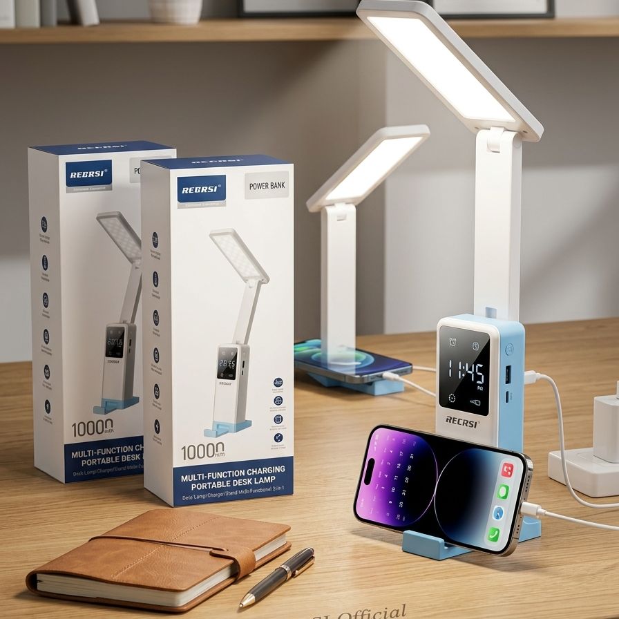 RECRSI 3-in-1 Smart Desk Lamp with 10000 mAh Power Bank | ShopTrip RECRSI 3-in-1 Smart Desk Lamp with 10000 mAh Power Bank