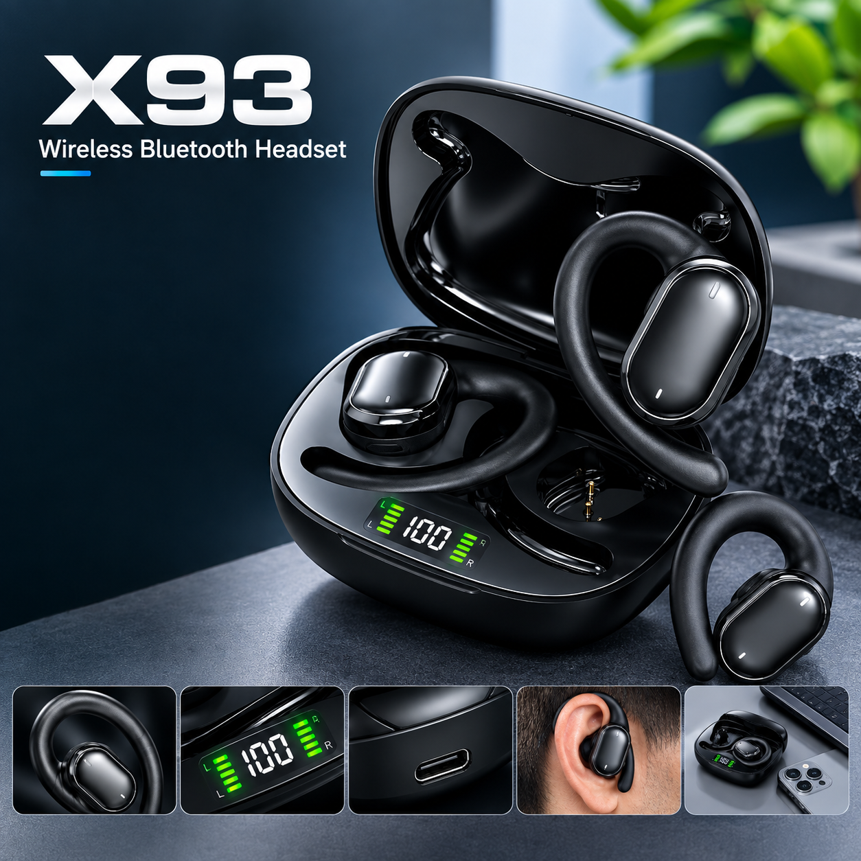 X93 Wireless Bluetooth Ear-Mounted Headset â Noise Reduction & Long Battery Life | ShopTrip X93 Wireless Bluetooth Ear-Mounted Headset â Noise Reduction & Long Battery Life