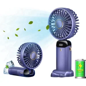 Portable Rechargeable Fan with LED Display & 5 Speeds | 5000mAh